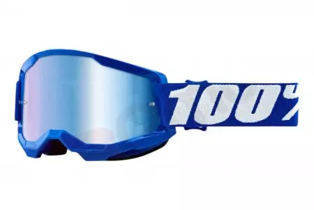 Motorcykelbriller 100% Percent model Strata 2 Youth farve blå/hvid glas blåt spejl - 50032-00002