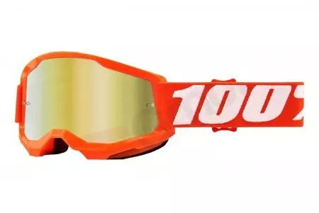 Ochelari de motocicletă 100% Percent model Strata 2 Youth culoare portocaliu/alb sticlă aurie oglindă-1