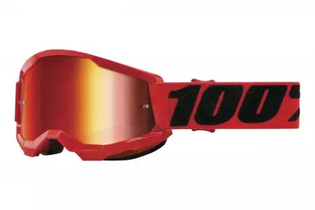Motocikla brilles 100% Percent modelis Strata 2 Youth krāsa sarkans/ melns stikls sarkans spogulis-1