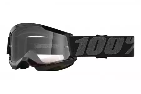 Motocikla brilles 100% Percent modelis Strata 2 Youth krāsa melns caurspīdīgs stikls-1