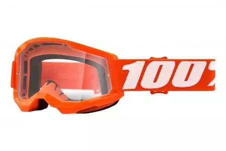 Gogle motocyklowe 100% Procent model Strata 2 Youth pomarańczowy szybka przeźroczysta-1