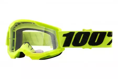 Motociklininko akiniai 100% procentų modelis Strata 2 Youth spalva geltonas skaidrus stiklas-1