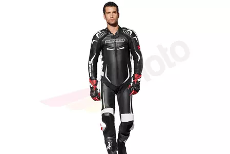 "Spidi Track Wind Pro" vientisas odinis motociklininko kostiumas juodai baltas 48-2