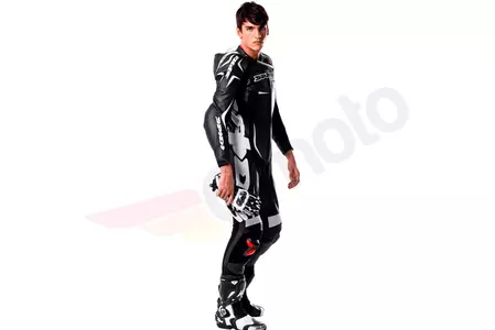 "Spidi Track Wind Pro" vientisas odinis motociklininko kostiumas juodai baltas 48-4