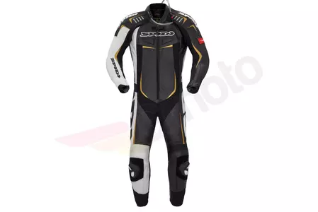 "Spidi Track Wind Pro" juodas, baltas ir auksinis vientisas odinis motociklininko kostiumas 50-1