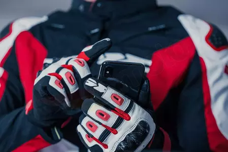Gants de moto Spidi G-Carbon noir, blanc et rouge S-5