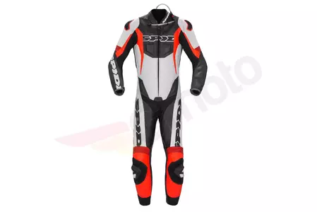Spidi Sport Warrior Perforated Pro costum de motocicletă dintr-o singură bucată din piele neagră, albă și roșie 48-1
