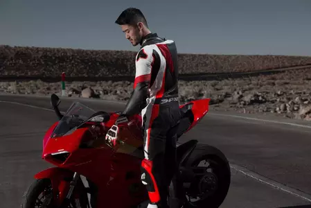 Spidi Sport Warrior Perforated Pro кожен костюм за мотоциклет от една част черен, бял и червен 50-5