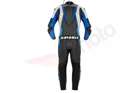 Traje de moto Spidi Sport Warrior Perforated Pro de cuero de una pieza negro, blanco y azul 52-3