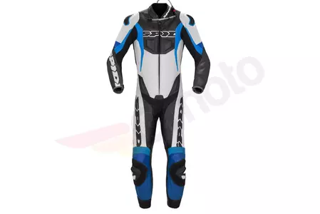 Fato de motociclista Spidi Sport Warrior Perforated Pro de uma peça em couro preto, branco e azul 54 - Y15002954