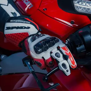 Spidi Carbo Track Evo moottoripyörähanskat musta, valkoinen ja punainen M-4