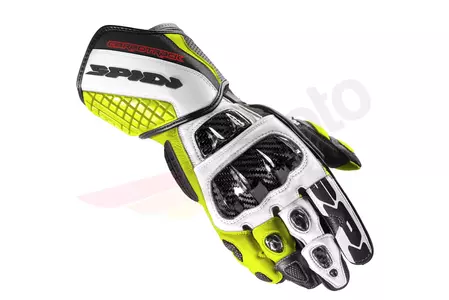 Spidi Carbo Track Evo γάντια μοτοσικλέτας μαύρο-λευκό-φλούο 2XL-1
