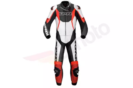 Fato de motociclista em pele de duas peças Spidi Sport Warrior Touring preto, branco e vermelho 46-1