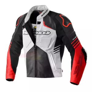 Spidi Bolide Perforierte Motorradjacke aus schwarzem, weißem und rotem Leder 46-1