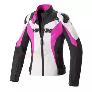 Casaco têxtil de motociclismo para mulher Spidi Sport Warrior Tex Lady preto, branco e cor-de-rosa XS-1