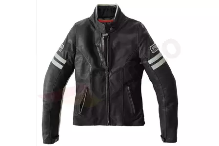 Ženska kožna motociklistička jakna Spidi Vintage, crno-bijela 38-1