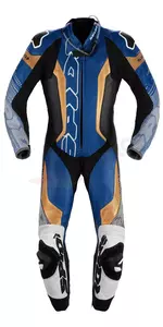 "Spidi Supersonic Perforated Pro" vientisas odinis motociklininko kostiumas balta-mėlyna-auksinė 48-1
