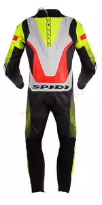 Fato de motociclista Spidi Supersonic Perforated Pro de uma peça em couro branco-preto-vermelho-fluo 46-2