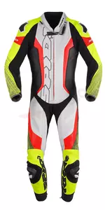 Fato de motociclista Spidi Supersonic Perforated Pro de uma peça em couro branco-preto-vermelho-fluo 56 - Y15339456