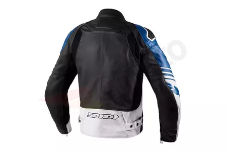 Casaco de motociclismo em pele Spidi Track Warrior preto, branco e azul 46-2