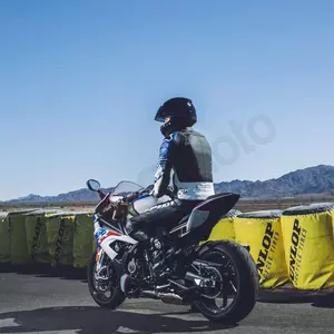 Geacă de motocicletă din piele Spidi Track Warrior negru, alb și albastru 46-5