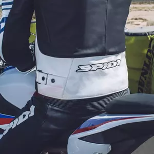 Giacca da moto Spidi Track Warrior in pelle nera, bianca e blu 50-6