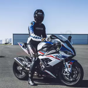 Spidi Track Warrior Motorrad-Lederjacke schwarz, weiß und blau 52-3