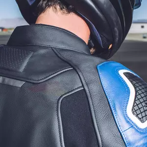 Spidi Track Warrior Motorrad-Lederjacke schwarz, weiß und blau 52-4
