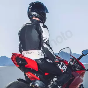 Spidi Track Warrior Leder Motorradjacke schwarz und weiß 50-5