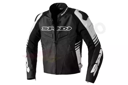 Spidi Track Warrior jachetă de motocicletă din piele neagră și albă 52-1