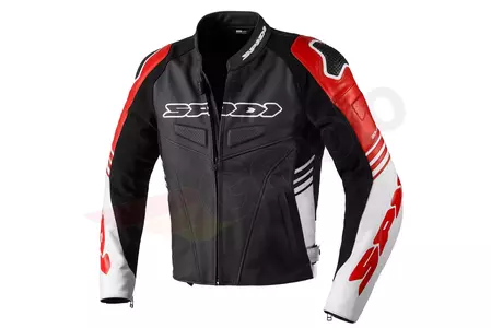 Spidi Track Warrior motorcykeljakke i læder sort, hvid og rød 46-1