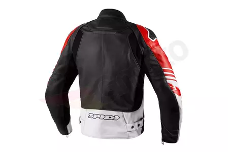 Spidi Track Warrior motorcykeljakke i læder, sort, hvid og rød 52-2
