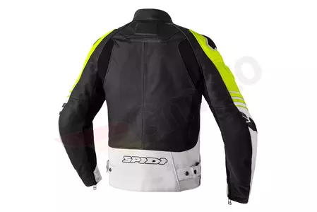 Spidi Track Warrior motorcykeljakke i læder sort-hvid-fluo 48-2