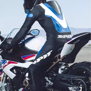 "Spidi Laser Pro" perforuotas baltos-juodos-mėlynos spalvos vientisas odinis motociklininko kostiumas 56-5
