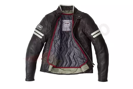 Spidi Vintage chaqueta de moto de cuero marrón y blanco 56-2