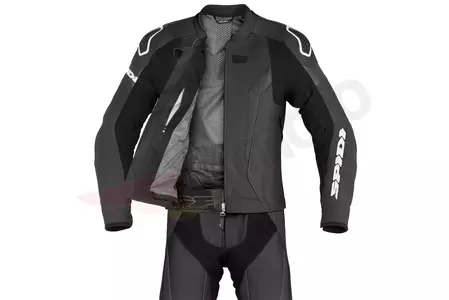 Spidi Laser Touring traje de moto de dos piezas de cuero negro y blanco 54-2