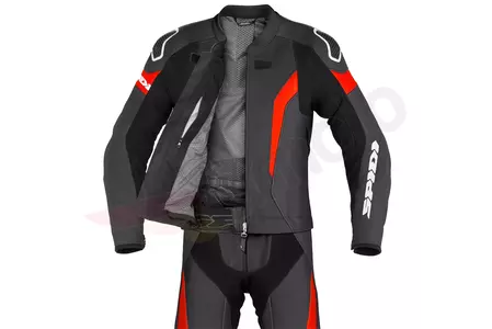 Spidi Laser Touring costum de motocicletă din două piese din piele negru/roșu 46-4