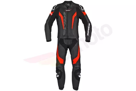 Spidi Laser Touring traje de moto de dos piezas de cuero negro / rojo 48-1