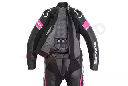 Spidi Laser Touring Lady traje de moto de dos piezas de cuero negro/rosa 44-4
