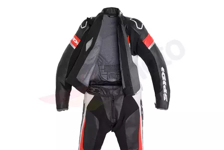 Spidi Laser Touring Lady traje de moto de dos piezas de cuero negro, blanco y rojo 40-4