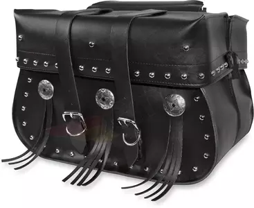 Sakwy skórzane klasyczne czarne ćwieki + frędzle 39x29 cm Willie & Max Luggage