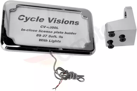 Rama plăcuței de înmatriculare în închidere cu iluminare cromată Cycle Visions - CV-4600L 