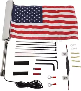 LED-Lichtmast mit amerikanischer Flagge Ciro Chrom - 70600