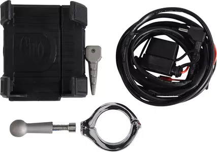 Smartphone/GPS-hållare med laddare Premium Ciro krom - 50214