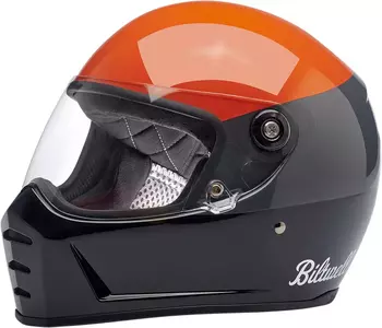 Kask motocyklowy integralny Biltwell Lane Splitter czarno szaro pomarańczowy XS-1