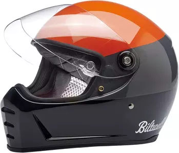 Kask motocyklowy integralny Biltwell Lane Splitter czarno szaro pomarańczowy XS-2