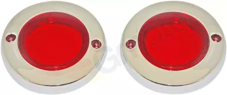Biseles cromados rojos de los intermitentes Custom Dynamics - PB-FLAT-BEZ-CR 
