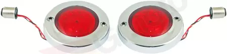 Custom Dynamics LED ProBeam Flat Bullet Bezel sarkans/hromēts aizmugurējo indikatoru ieliktņi - PB-FB-R-1156CR 