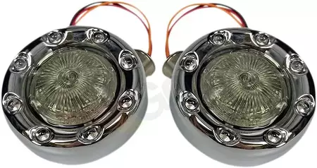 "Custom Dynamics" LED galiniai posūkių signalai "Bullet Ringz 1157", raudona/chromas-2