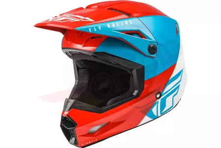 Fly Racing Kinetic Straight Edge cross enduro motocyklová přilba bílá červená modrá XS-1